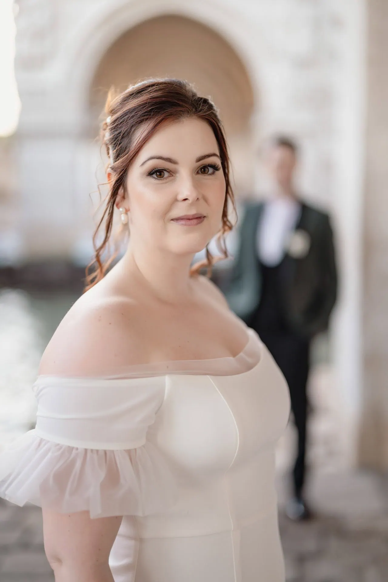 Couple at San Marco Square during Venice symbolic elopement photoshoot