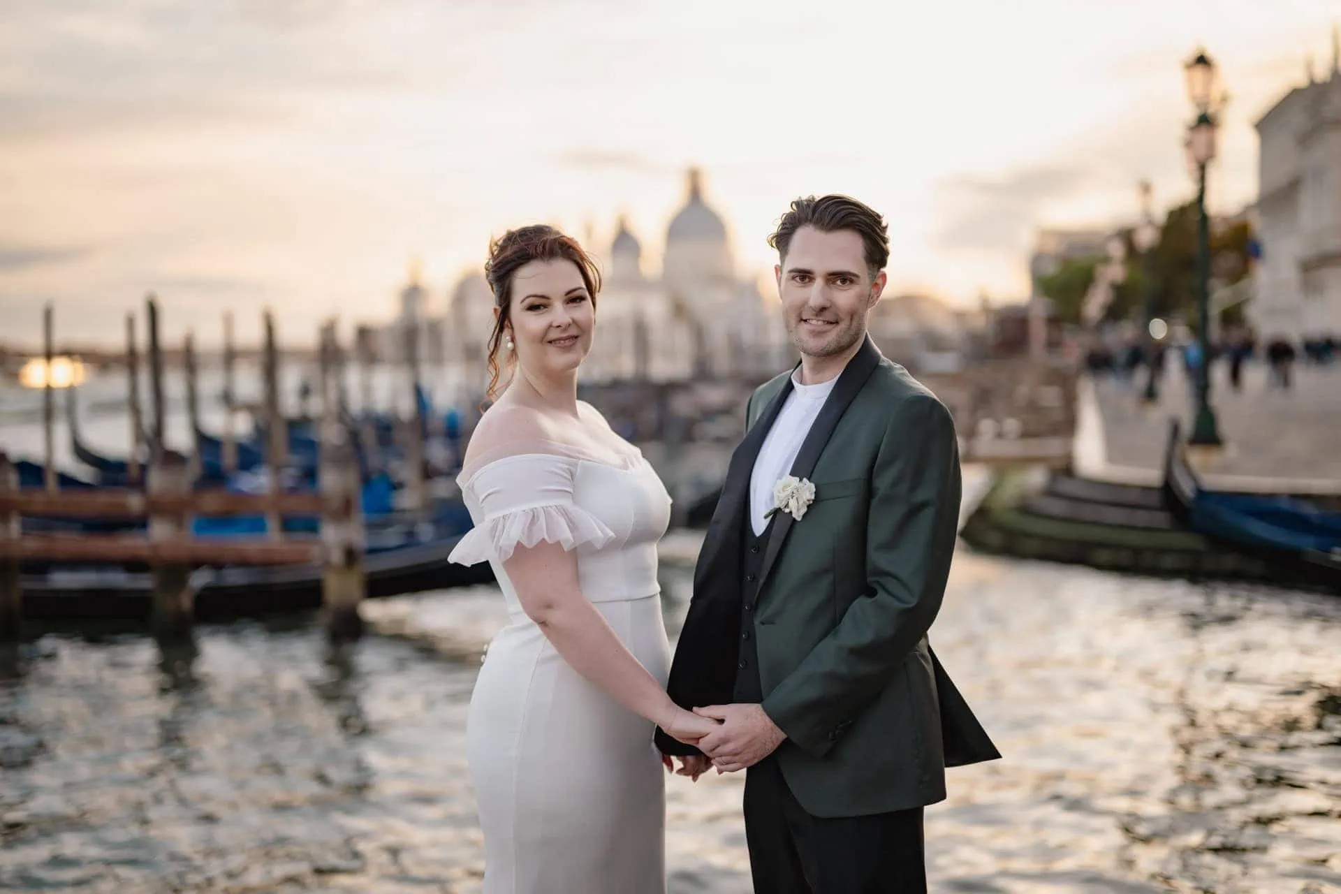Couple at San Marco Square during Venice symbolic elopement photoshoot