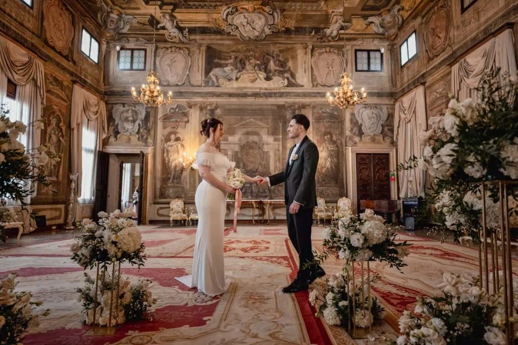 Symbolic wedding ceremony in the Sala della Musica at Ca’ Sagredo Venice