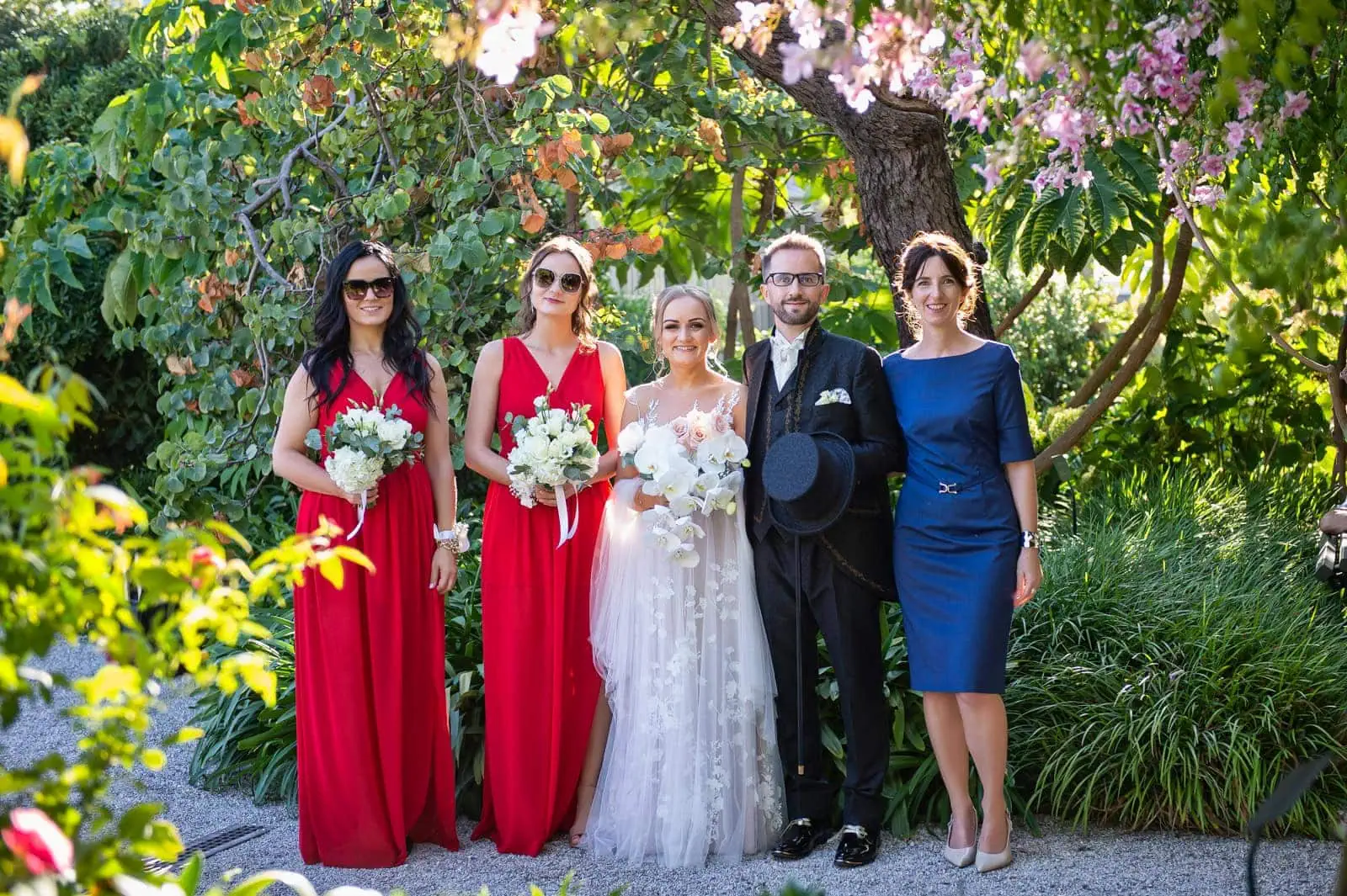 Stylish guest attire in Venice for a formal wedding.