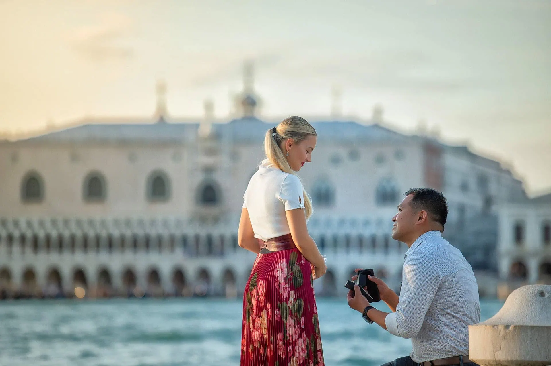 Proposal at San Giorgio Maggiore with panoramic views, one of the best places to propose in Venice.