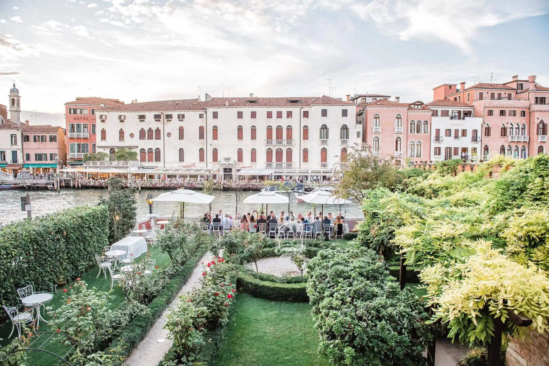 A couple during a symbolic wedding in Venice captured at the elegant Ca' Nigra Lagoon Resort by the Grand Canal.