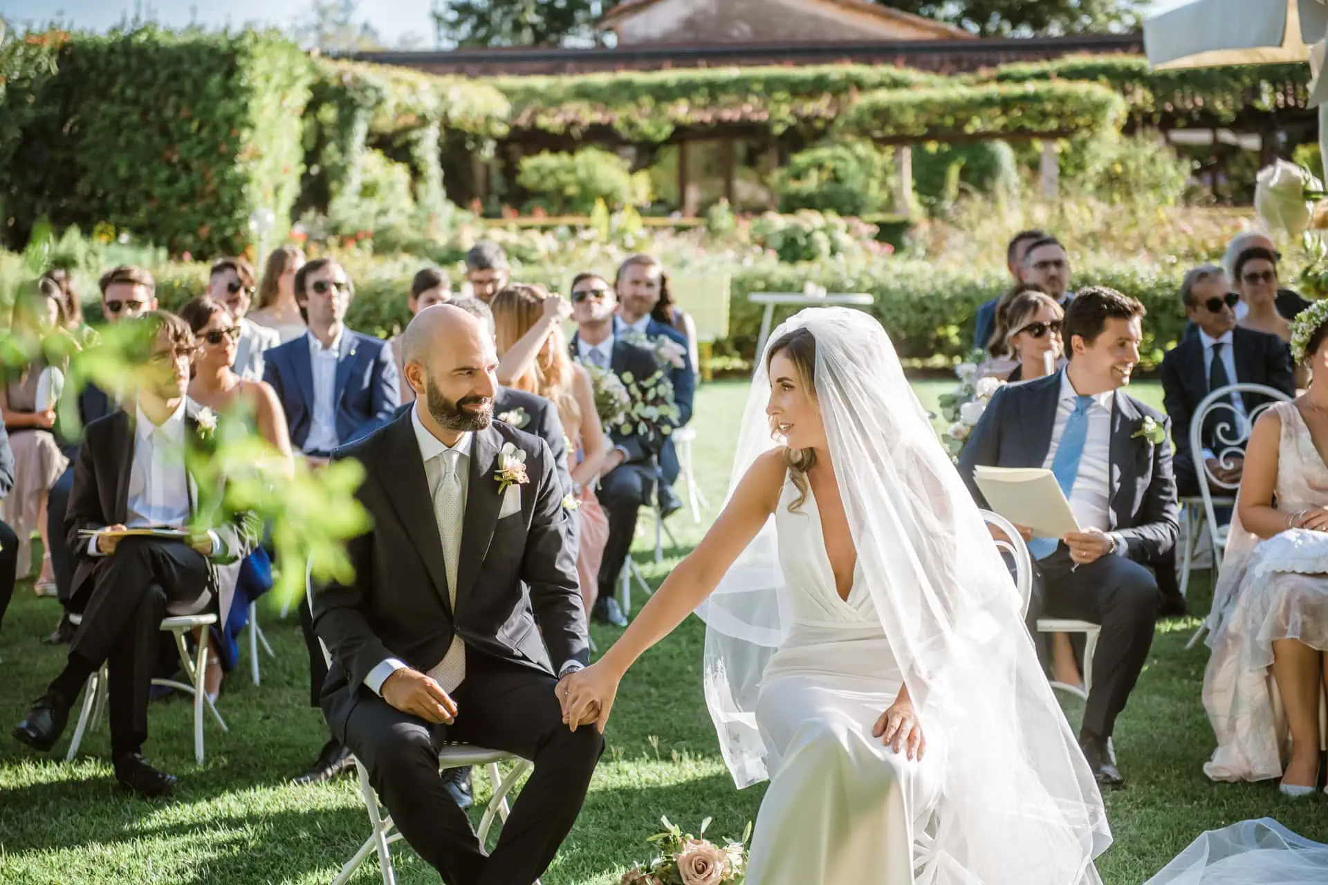 A couple during a symbolic wedding in Venice captured at the charming Locanda Cipriani on Torcello Island.