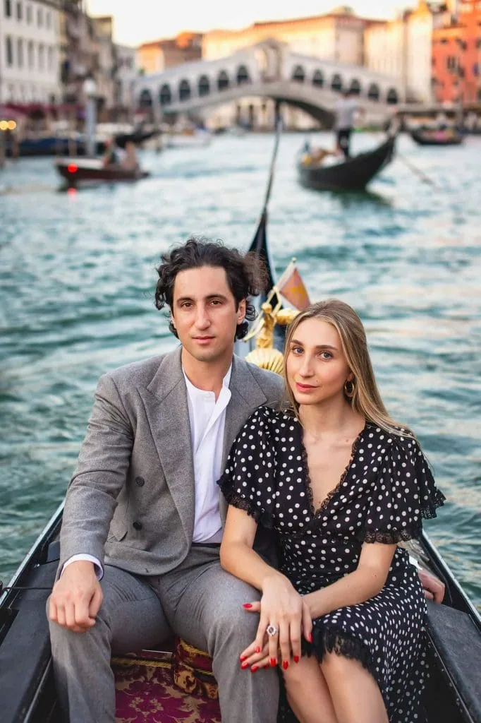 Proposal in Venice on a romantic gondola ride, captured by a Venice proposal photographer.