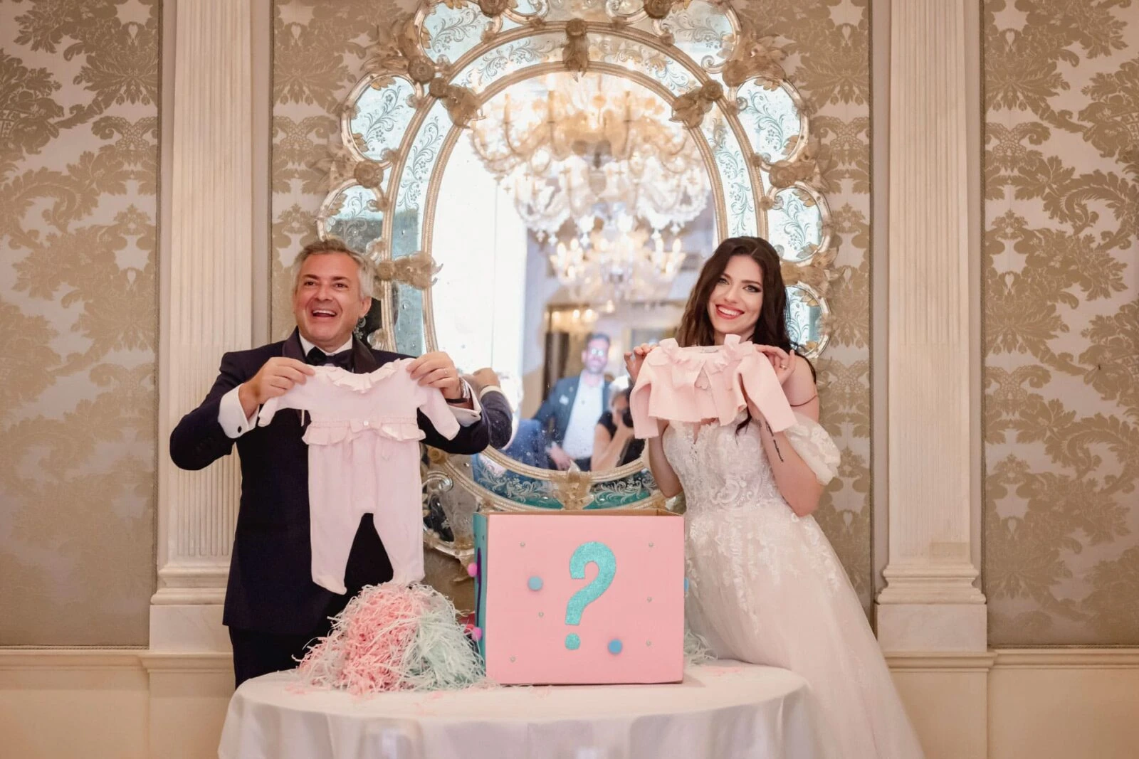 Elegant wedding ceremony in a historic Venetian palace.