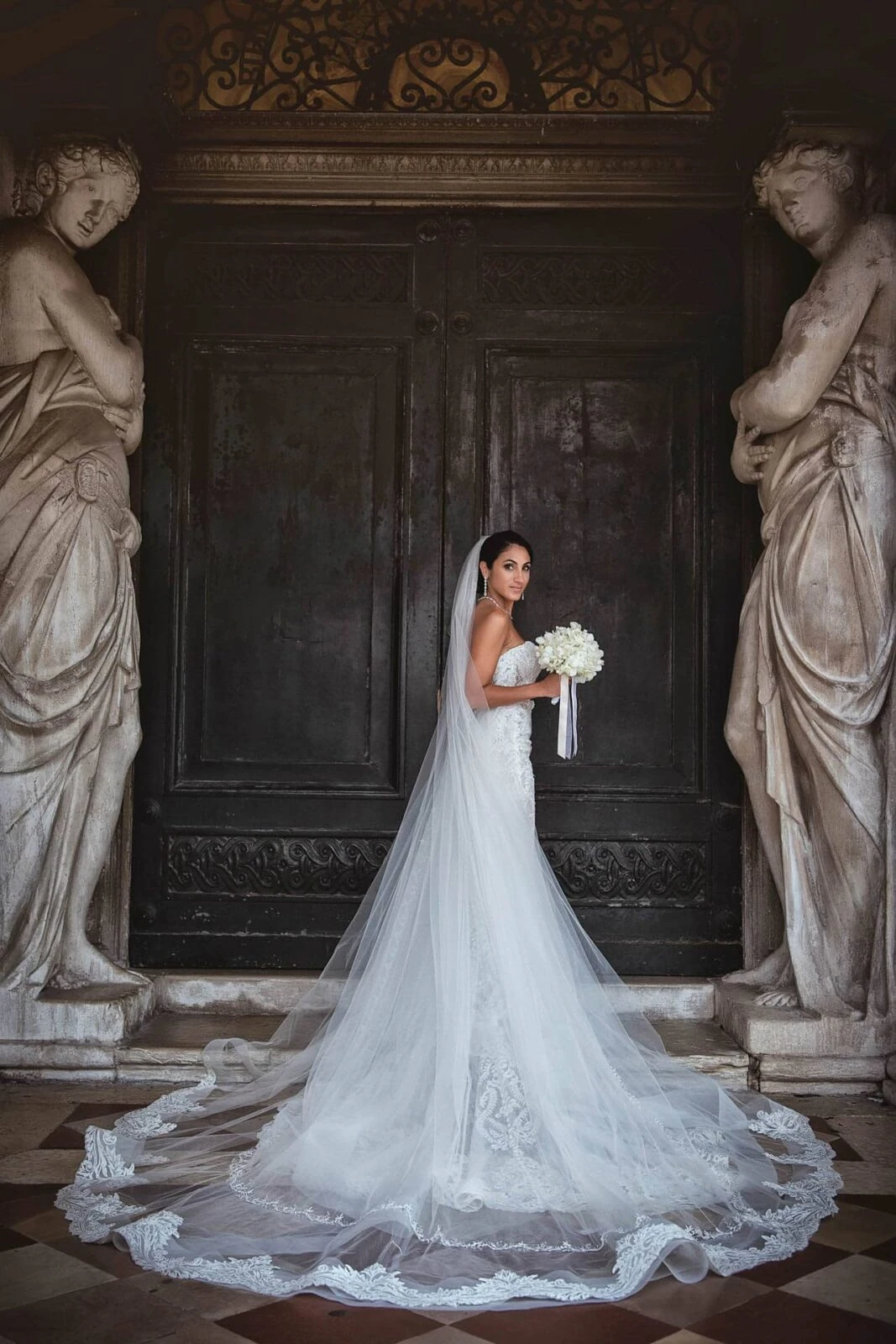 Bridal hair and makeup for a luxury wedding in Venice.