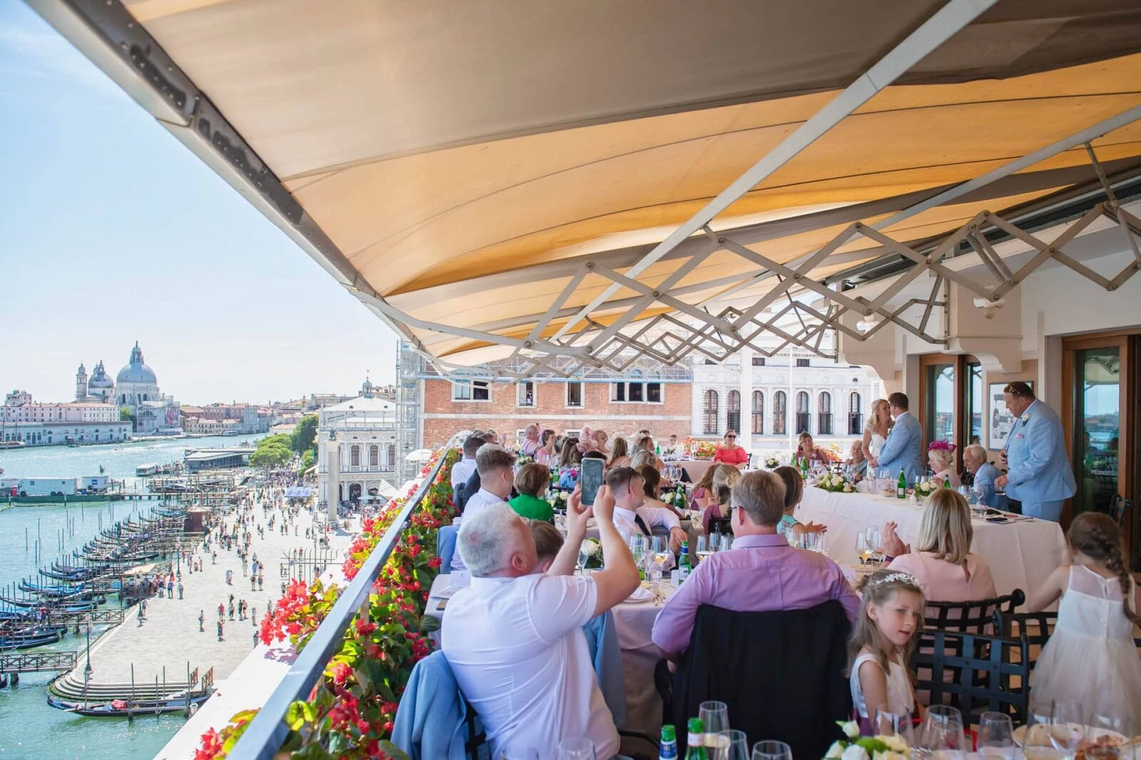 Romantic wedding at Hotel Danieli with breathtaking canal views.