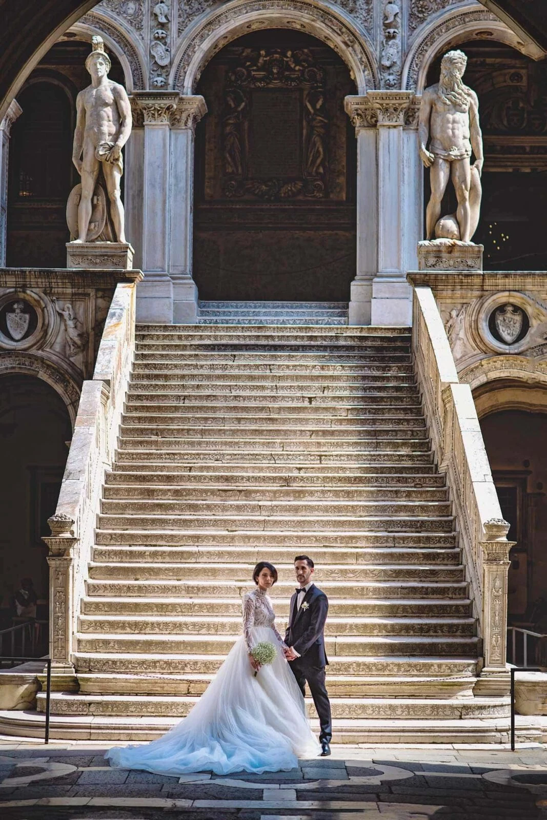 Romantic wedding photoshoot at Piazza San Marco, Venice.