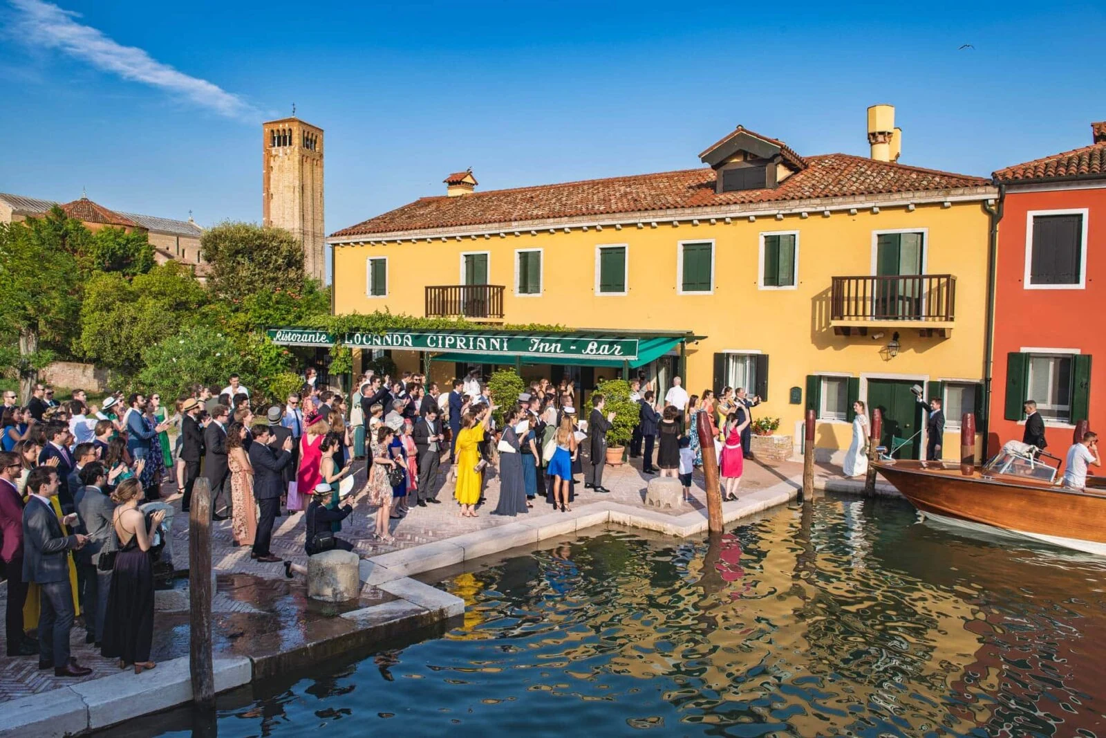 Elegant wedding reception at Locanda Cipriani in Venice.
