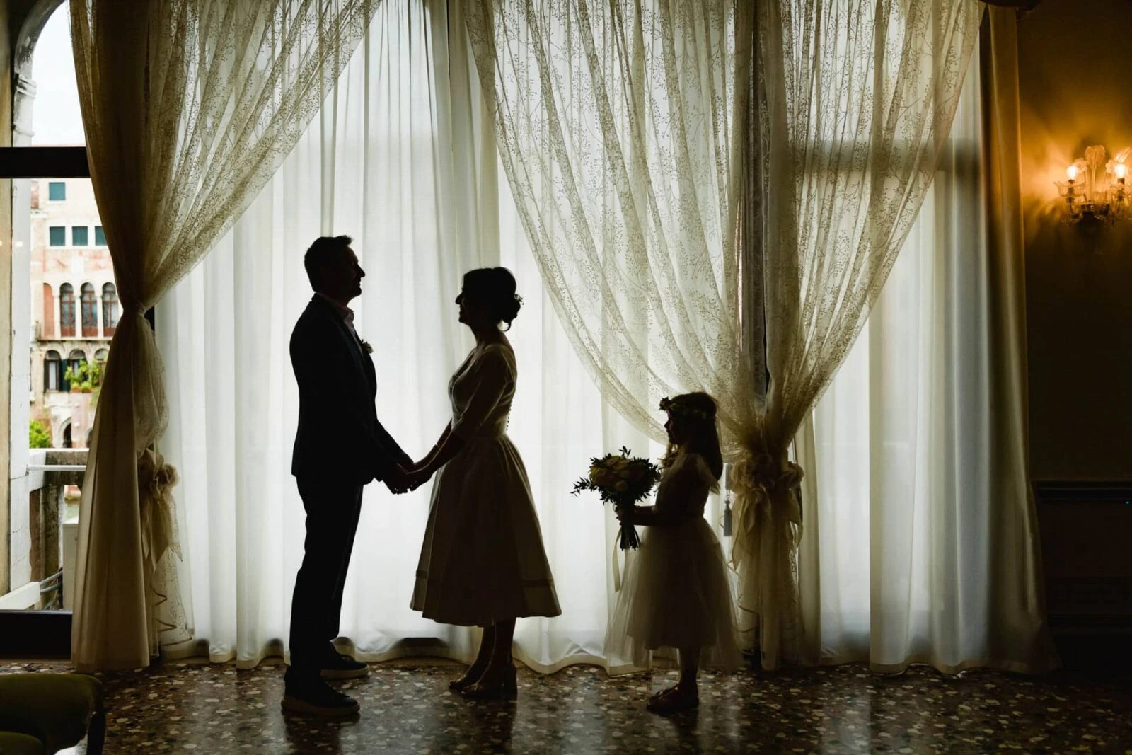 Civil wedding ceremony at Palazzo Cavalli in Venice.