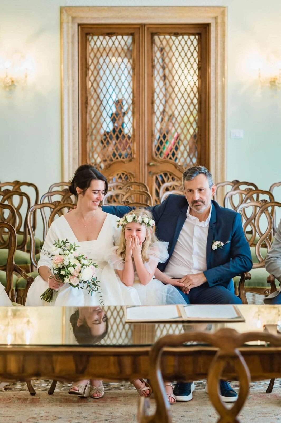 Civil wedding ceremony at Palazzo Cavalli in Venice.