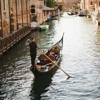 Emotional reaction after the gondola proposal in Venice
