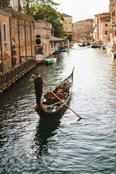 Emotional reaction after the gondola proposal in Venice