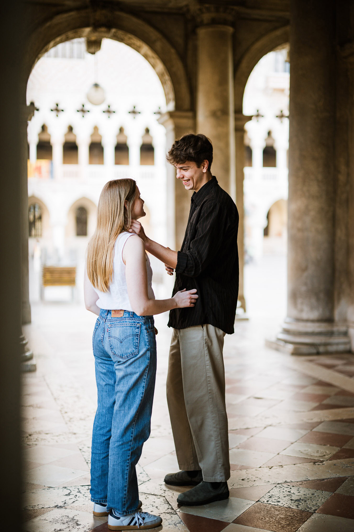 Venice surprise proposal final photos under San Marco arcades