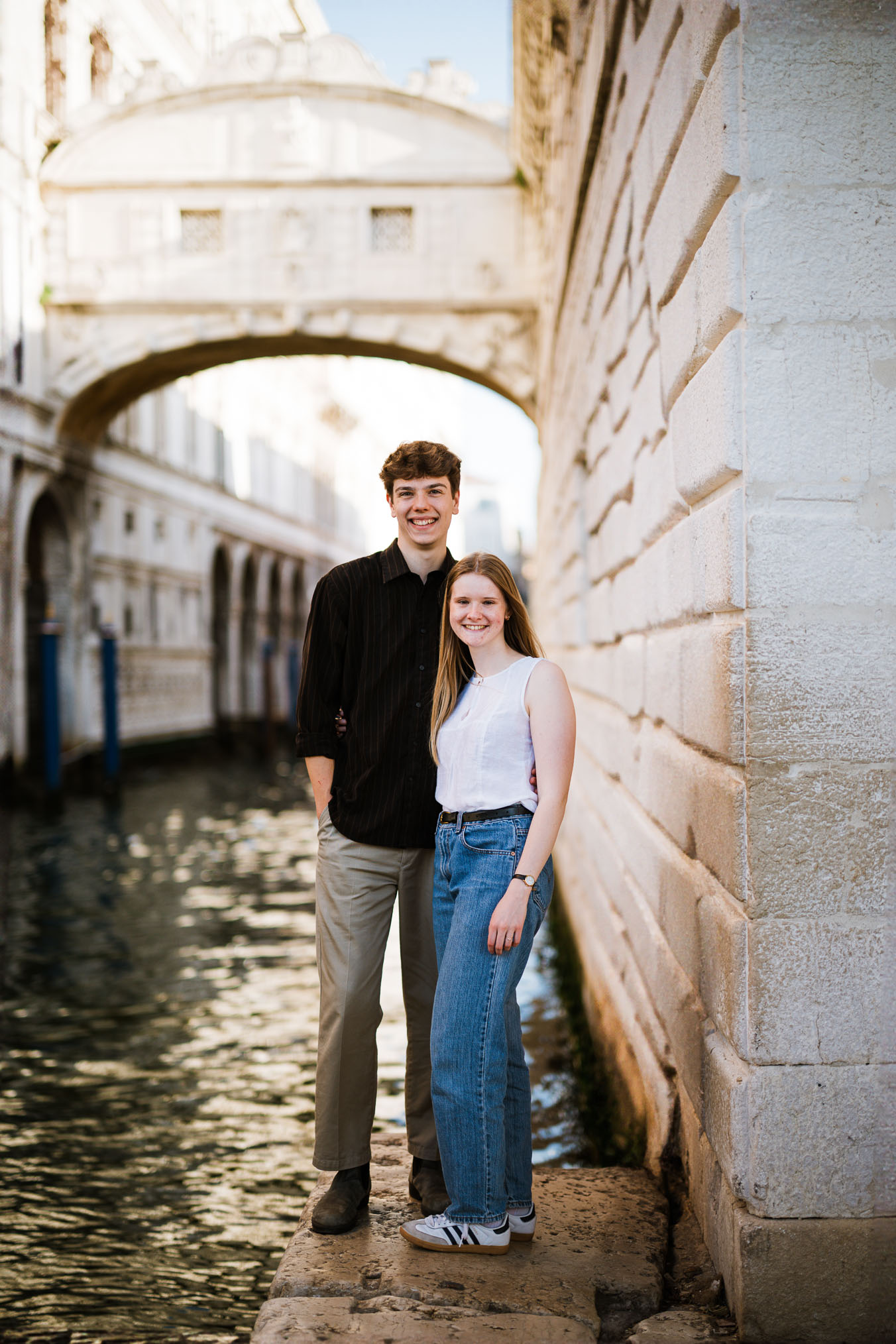 Venice surprise proposal photo near the Bridge of Sighs