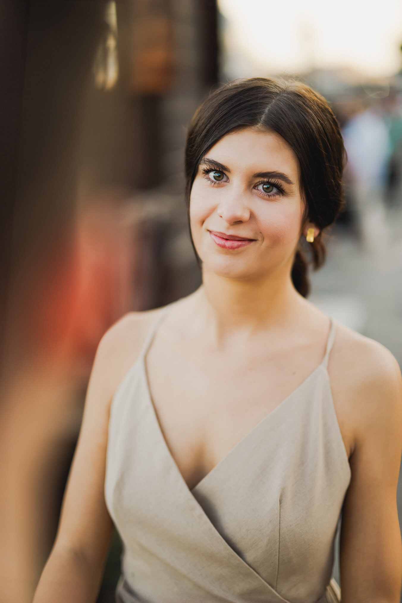 Engaged couple walking hand in hand through San Marco district