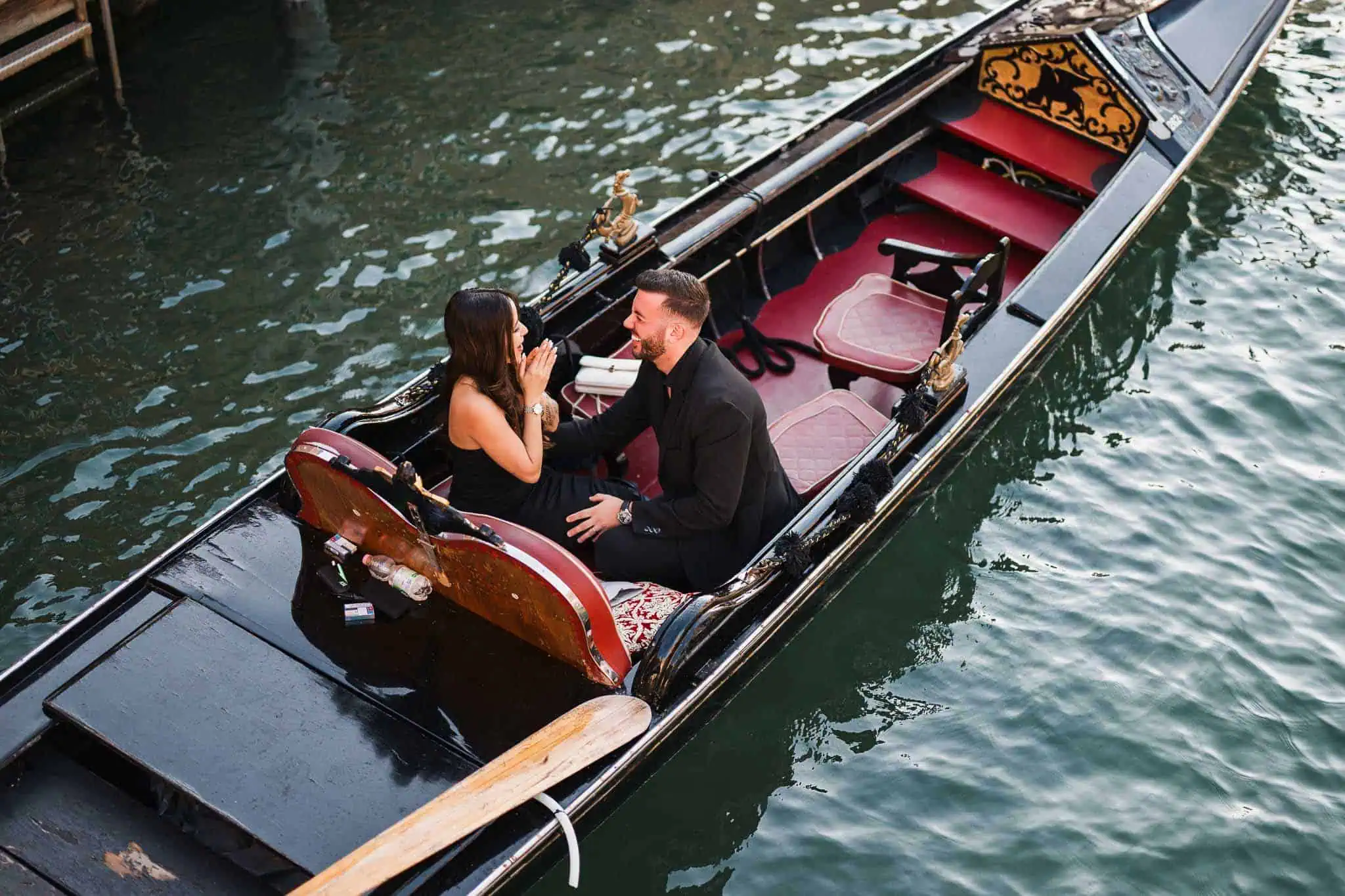 Romantic gondola ride in Venice.