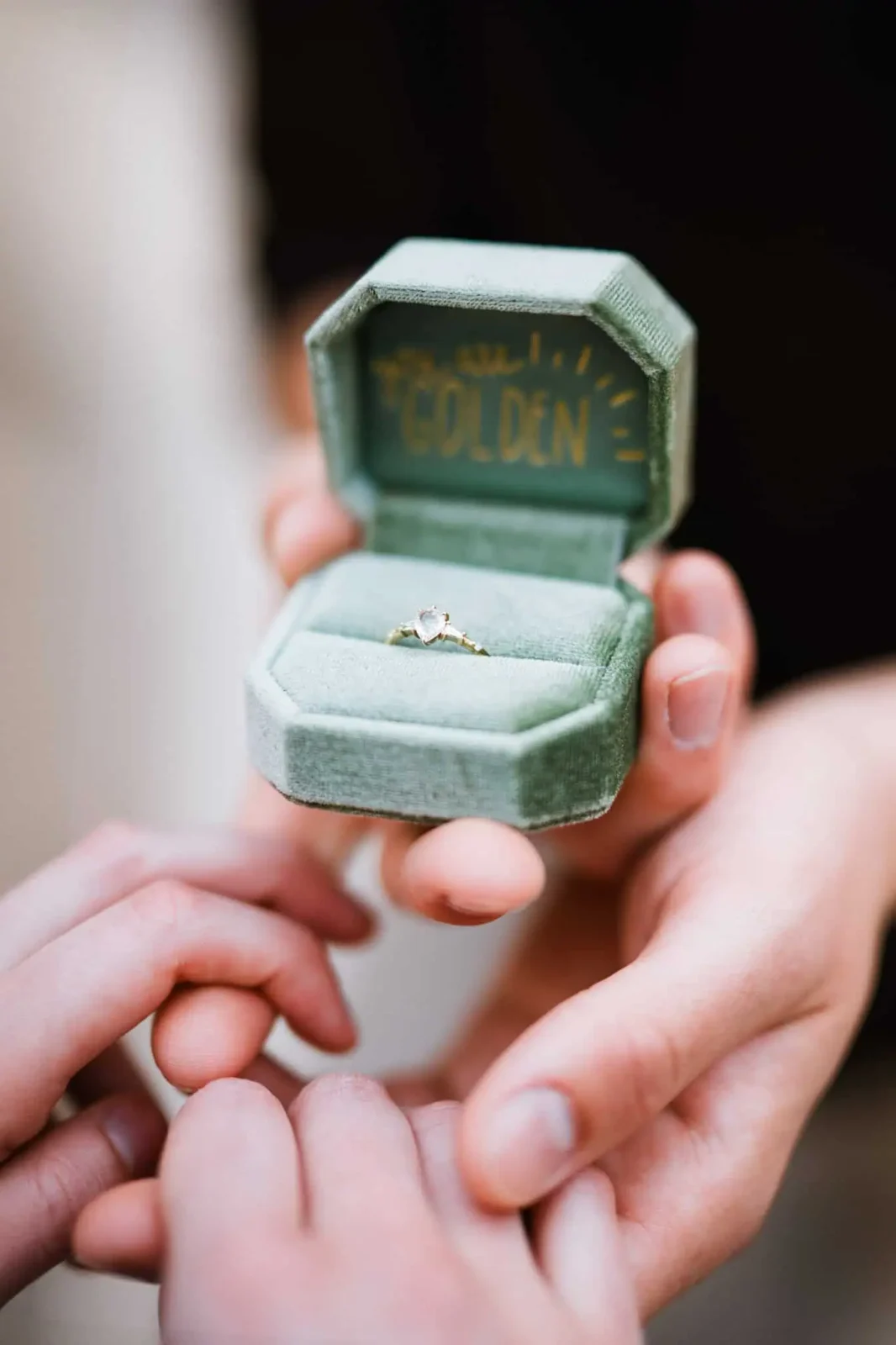 Engagement ring in velvet box