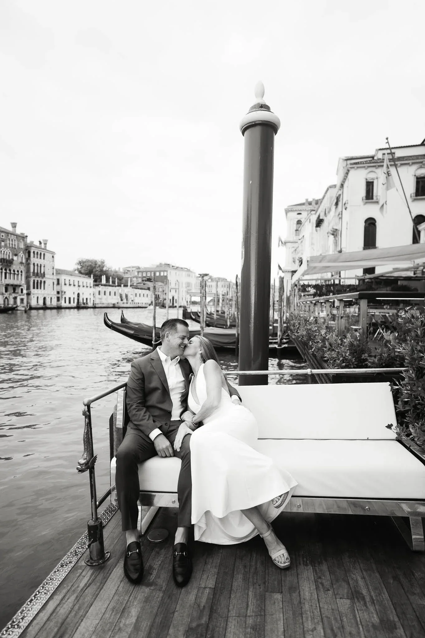 elopement photography in Venice by a quiet canal