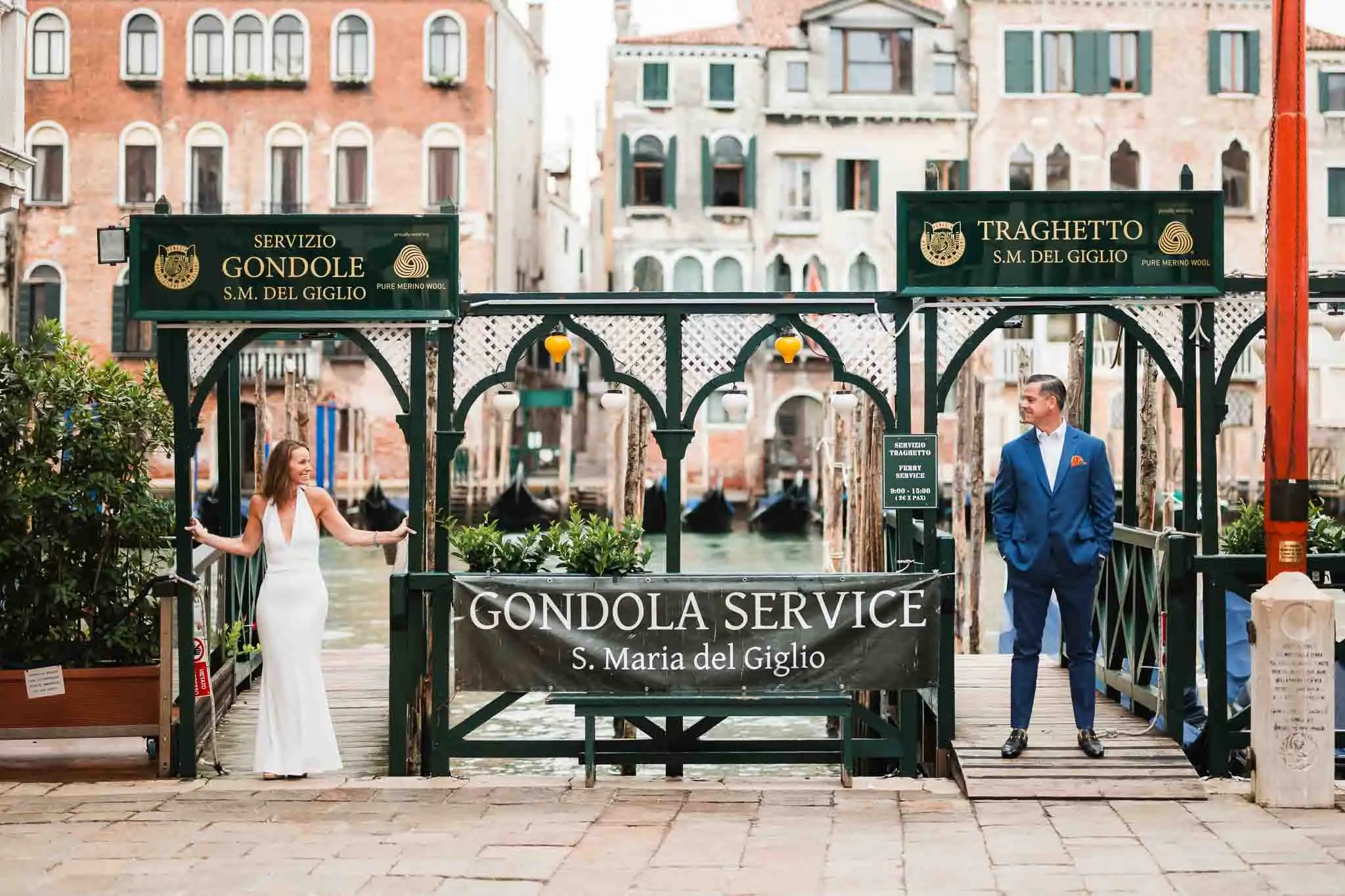 intimate elopement photography in Venice near a historic canal entrance