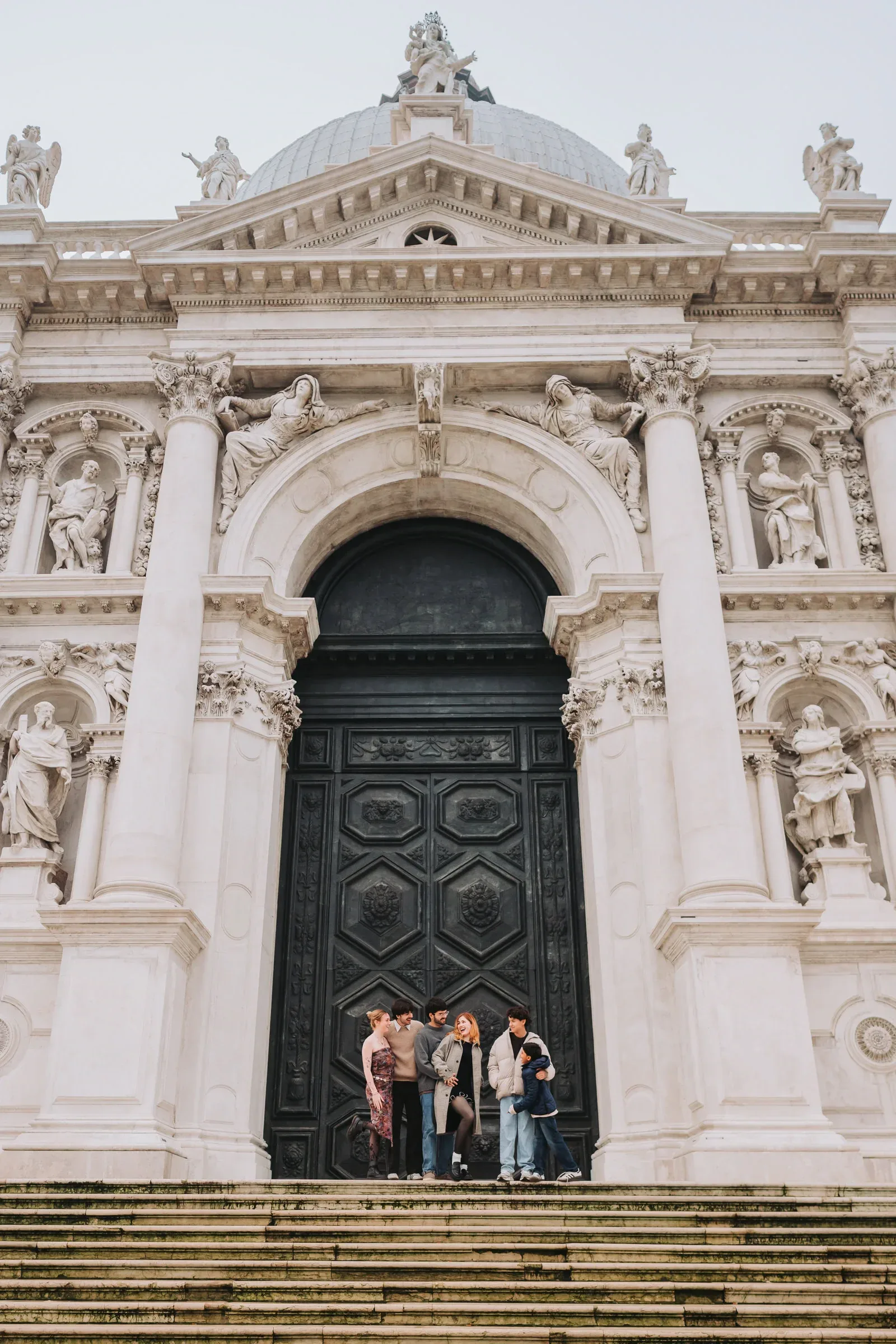 Family portrait near the Basilica di Santa Maria della Salute in Venice