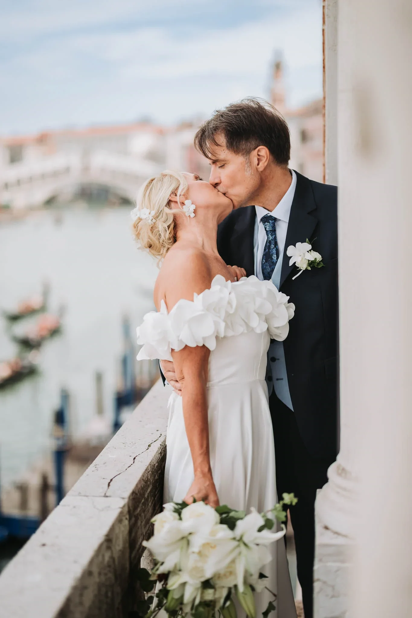 Civil wedding balcony photos at Palazzo Cavalli Grand Canal