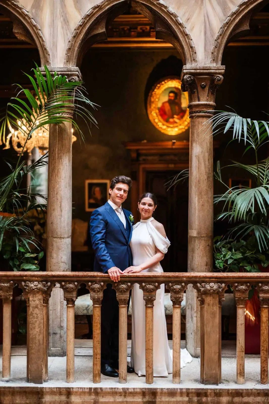 Couple portraits inside the staircases of Hotel Danieli Venice