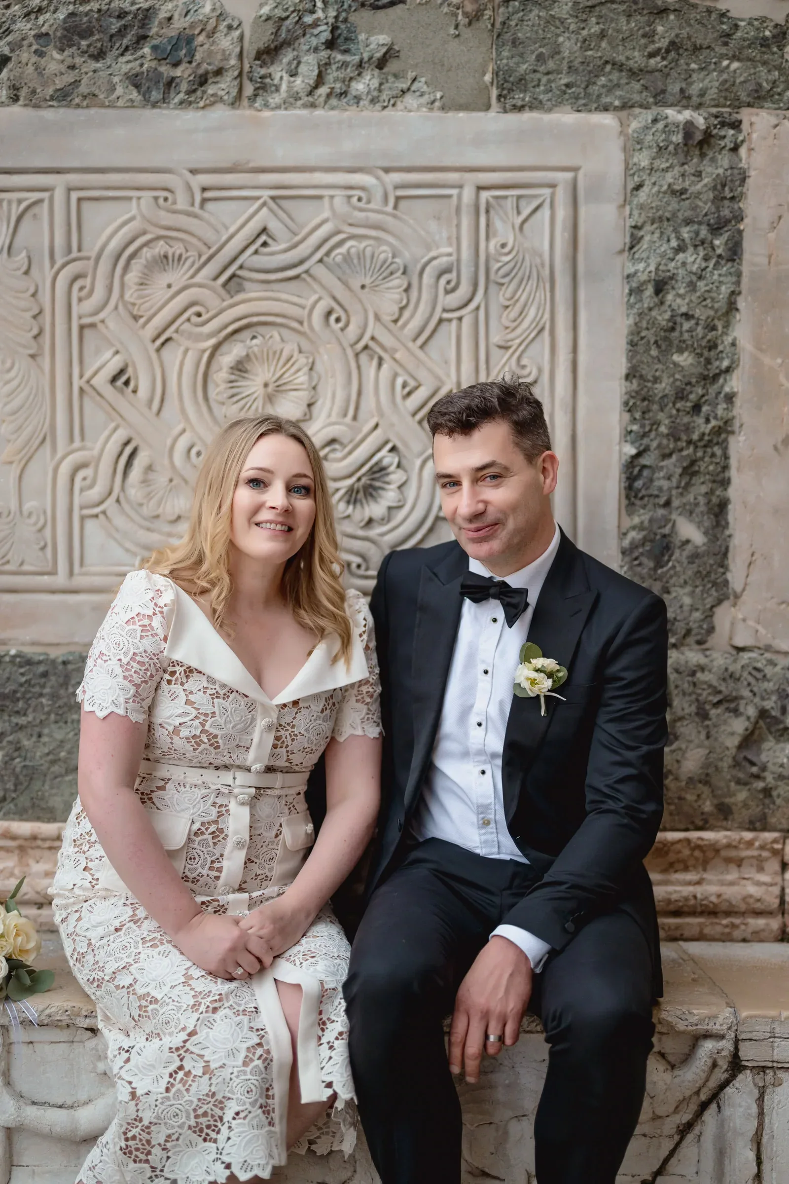 Elegant at an outdoor elopement ceremony.