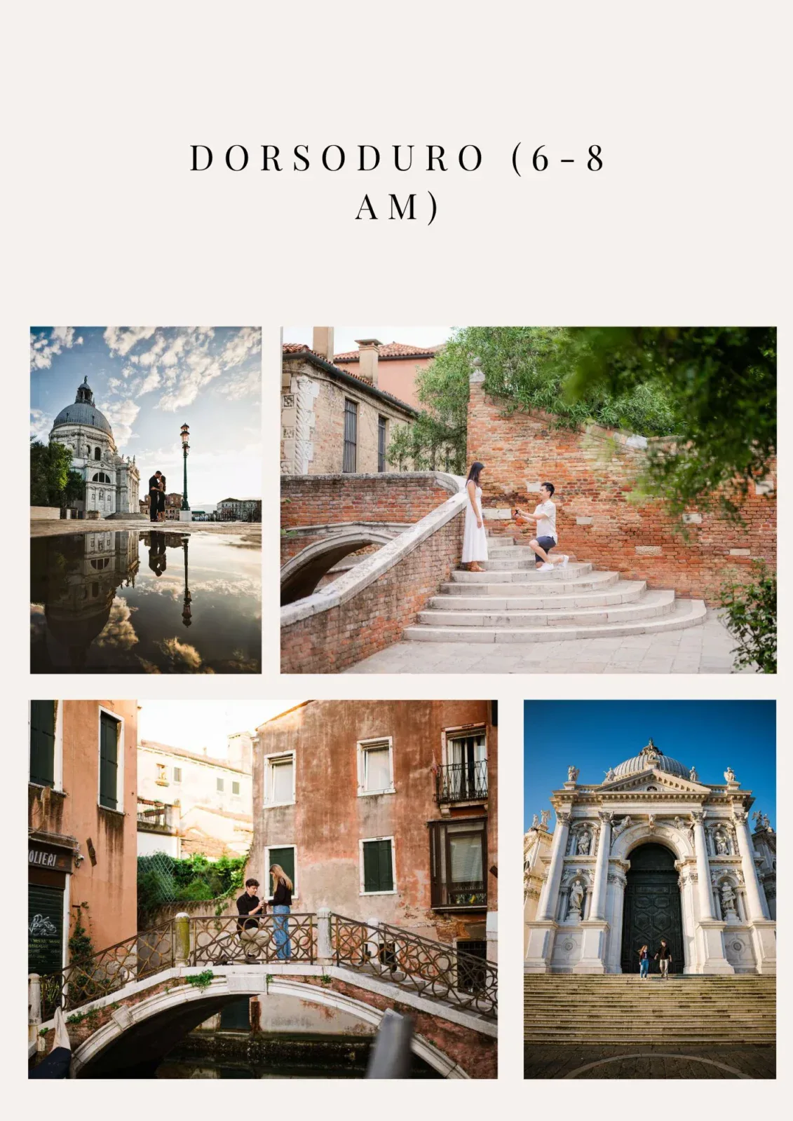 Reflections of Venice architecture and romantic couple photography, perfect for engagement shoots.