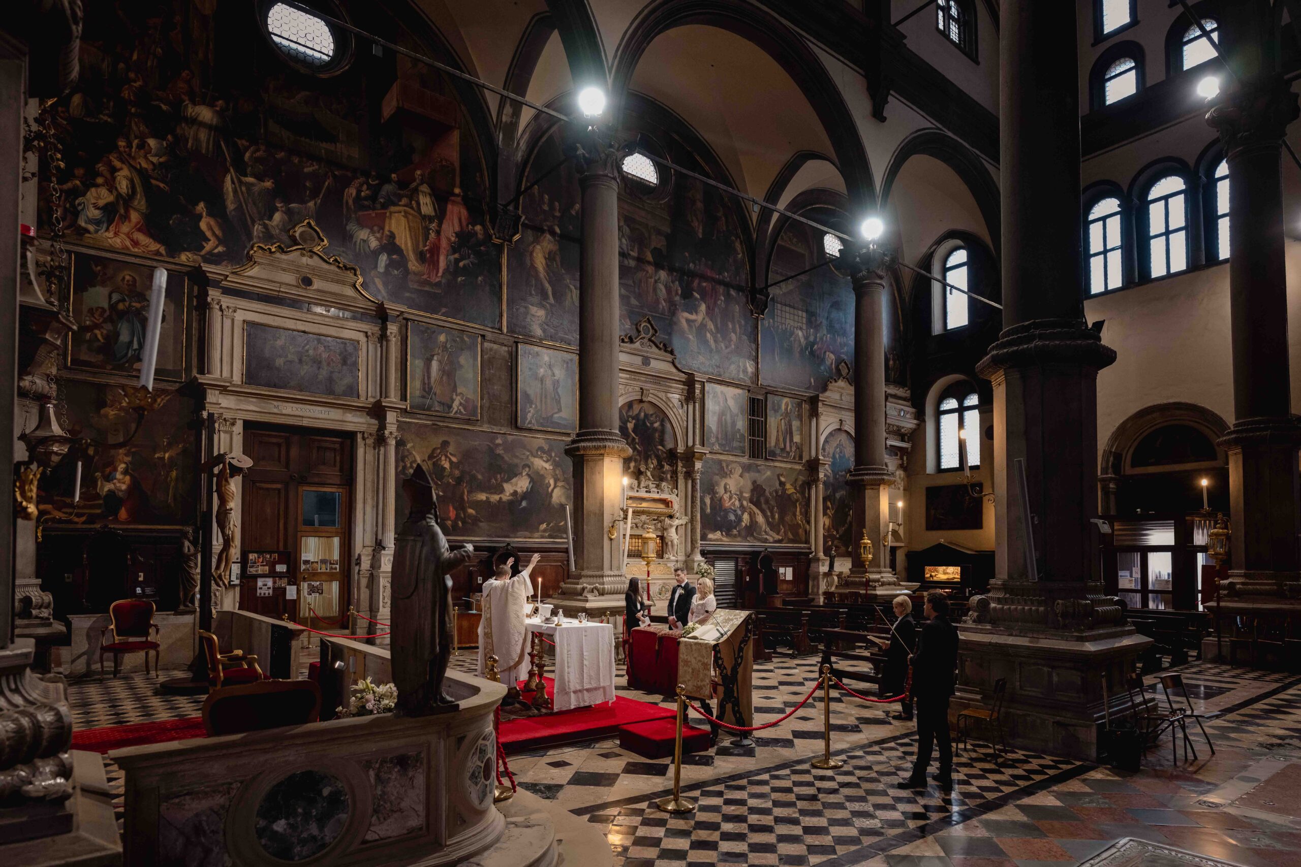 Venice, Venetian Church interior during an elopement ceremony.